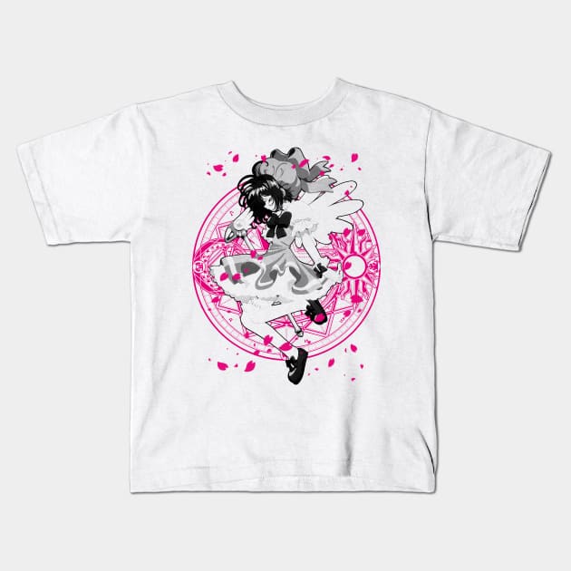 Sakura Magic Circle (black) Kids T-Shirt by geekingink